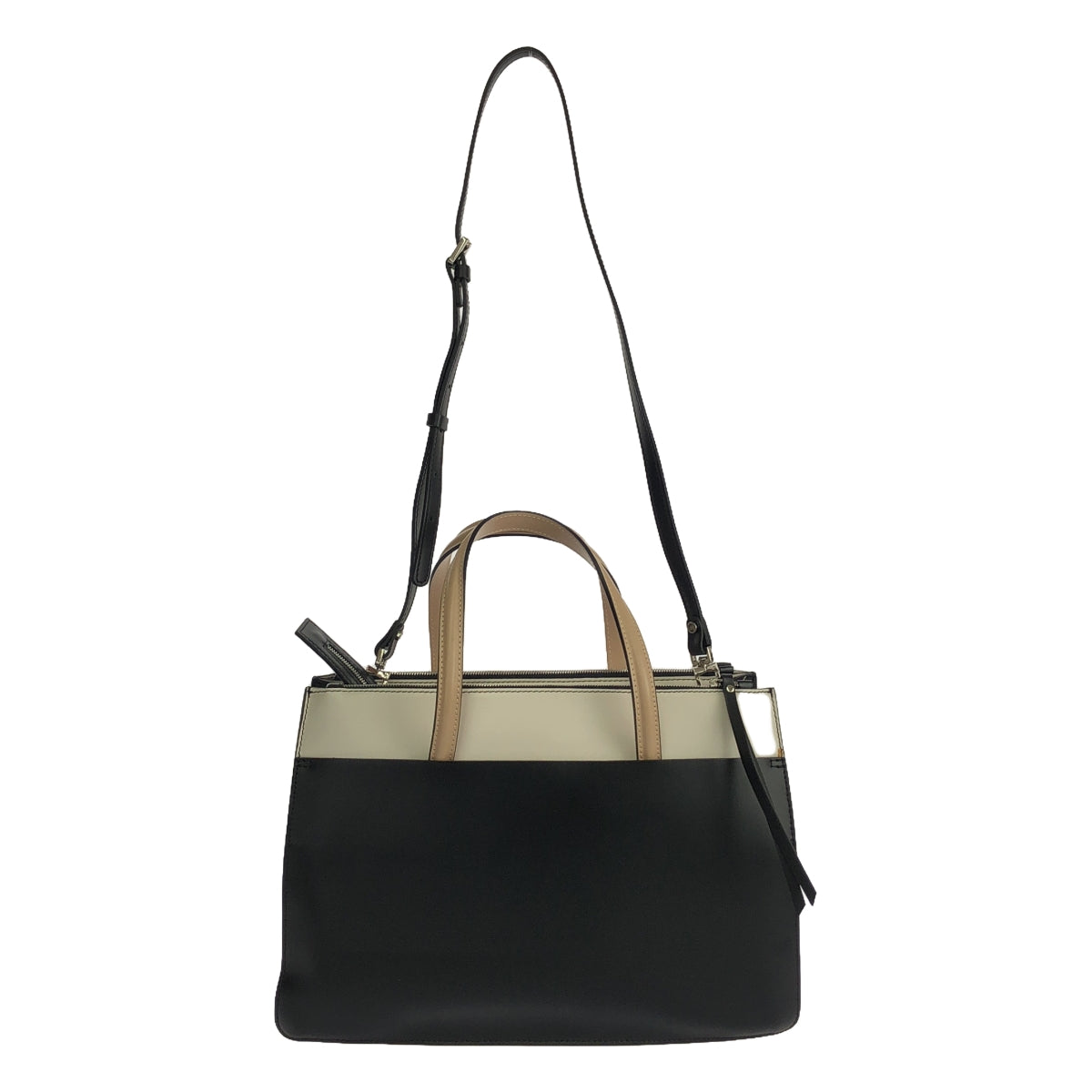 【미품】 GIANNI CHIARINI / 쟌니 캐리니 | EMPIRE 엠파이어 2Way 가죽 트라이 컬러 숄더 토트 백 | 블랙 / 화이트 / 베이지 | 여성