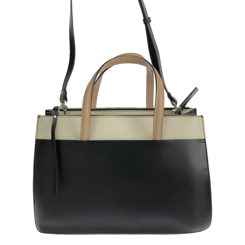 【美品】  GIANNI CHIARINI / ジャンニキャリーニ | EMPIRE エンパイア 2Way レザー トライカラー ショルダー トートバッグ | ブラック / ホワイト / ベージュ | レディース