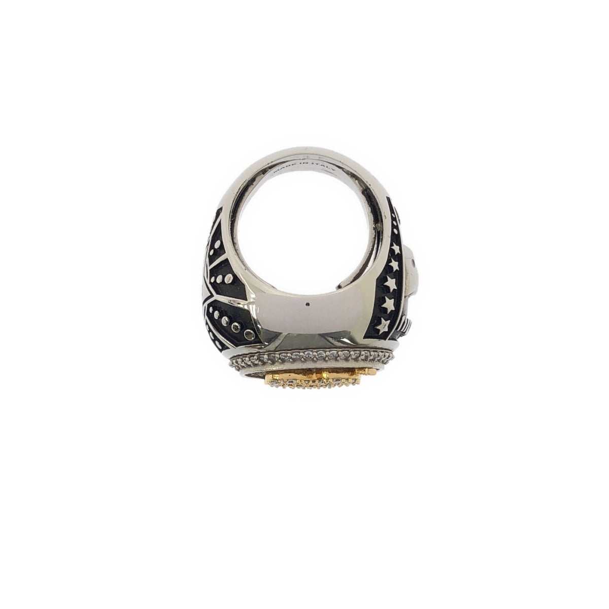 【美品】  miu miu / ミュウミュウ | Pave Bandling  Crystal パヴェ バンド リング | シルバー/ブラック/ゴールド | レディース