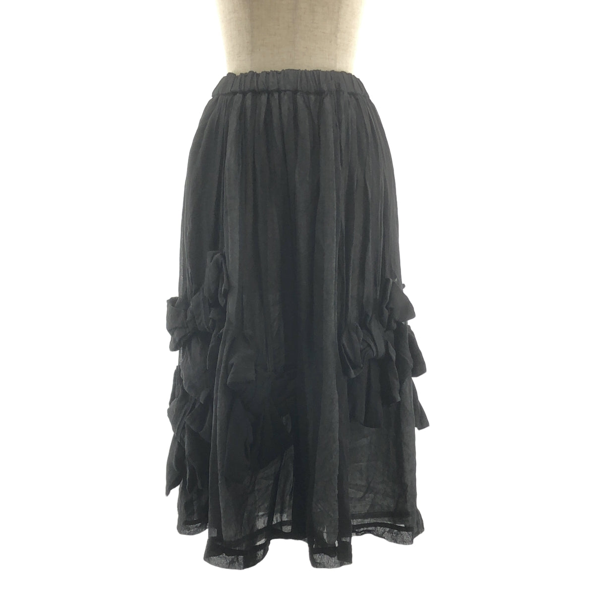 COMME des GARCONS COMME des GARCONS / Comme des | 2024SS | 緞帶裝飾透視褶皺抽繩蓬鬆半裙 / 全襯裡 | XS | 黑色 | 女款