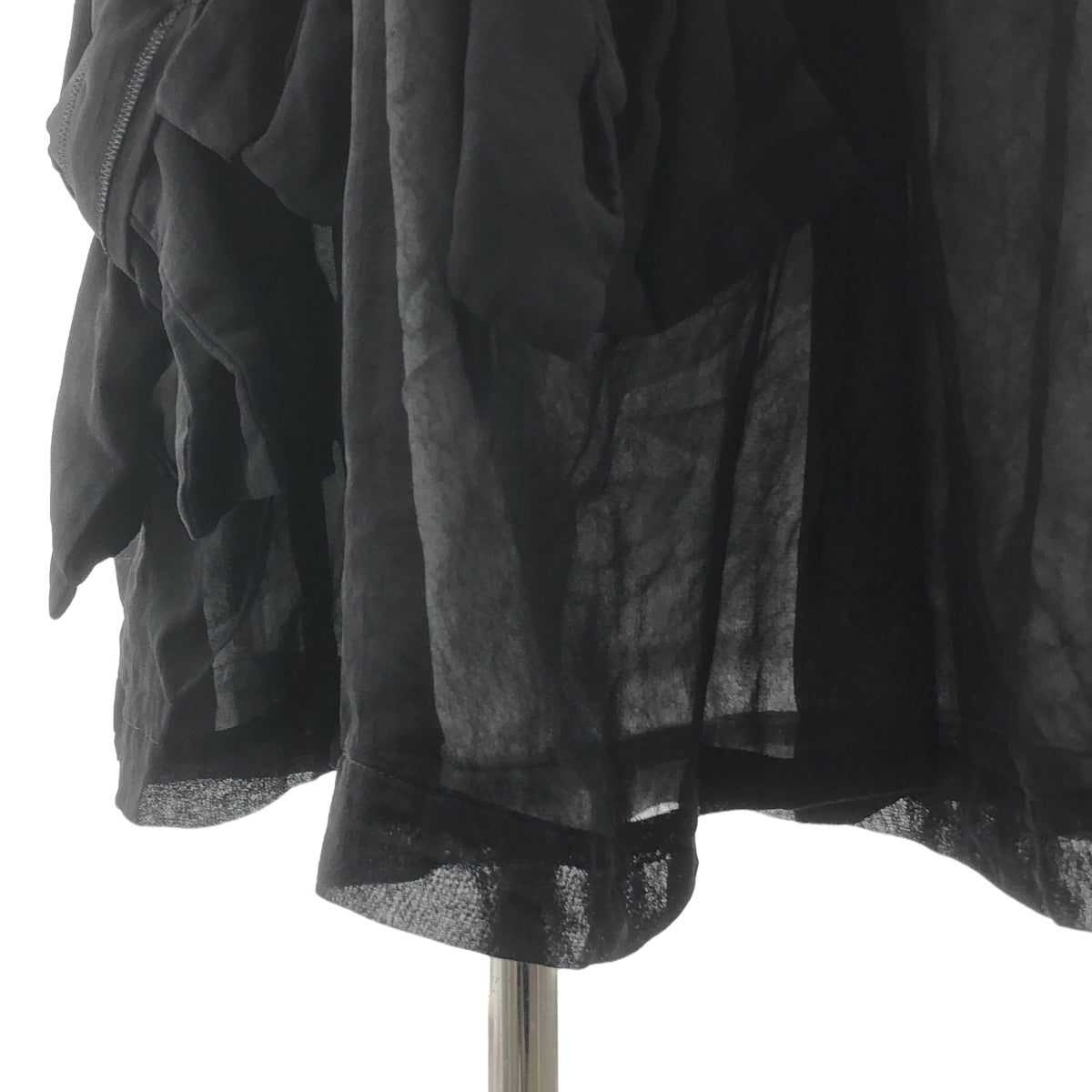 COMME des GARCONS COMME des GARCONS / Comme des | 2024SS | 緞帶裝飾透視褶皺抽繩蓬鬆半裙 / 全襯裡 | XS | 黑色 | 女款