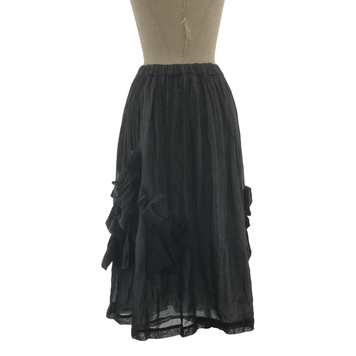 COMME des GARCONS COMME des GARCONS / Comme des | 2024SS | 緞帶裝飾透視褶皺抽繩蓬鬆半裙 / 全襯裡 | XS | 黑色 | 女款