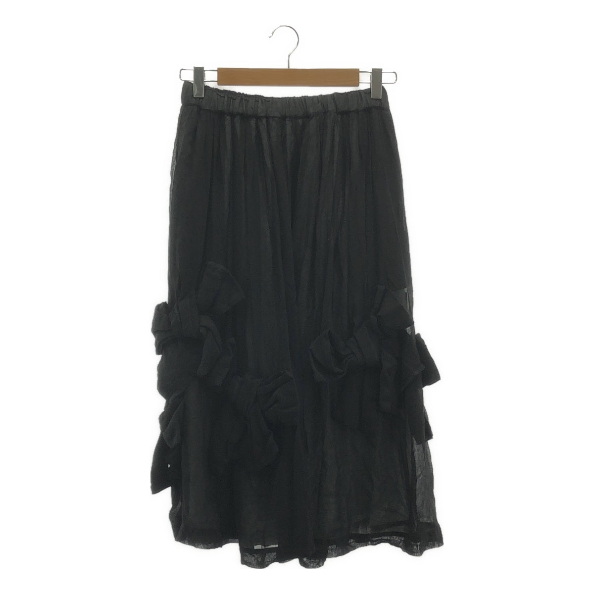 COMME des GARCONS COMME des GARCONS / Comme des | 2024SS | 緞帶裝飾透視褶皺抽繩蓬鬆半裙 / 全襯裡 | XS | 黑色 | 女款
