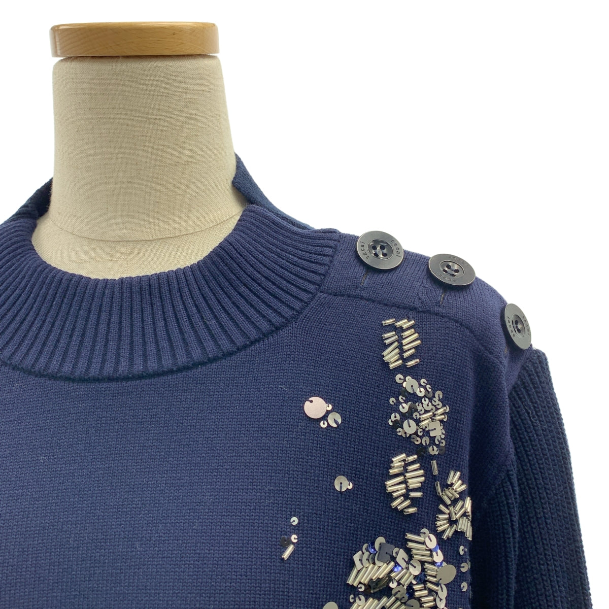 sacai / サカイ | 異素材 切替 ビジュー装飾 サイドスリット MA-1