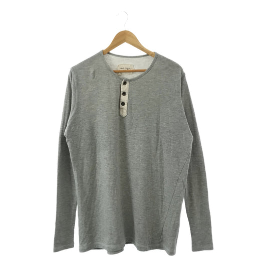 GREG LAUREN | GREY KNIT HENLEY | Henley neck over-cut and sewn | 1 | Grey | Men's