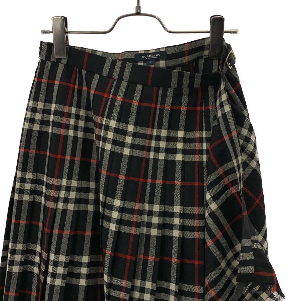 BURBERRY LONDON / 버버리 런던 | 울 노바 체크 플리츠 랩 스커트 | 38 |