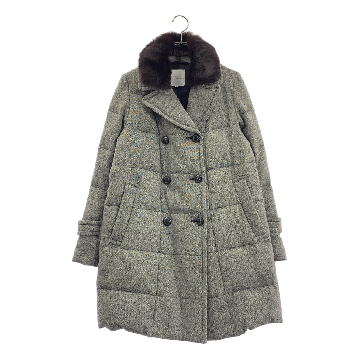 MACKINTOSH PHILOSOPHY / マッキントッシュフィロソフィー | ダブルブレスト ロゴボタン ダウンコート / ファー着脱可 | 36 | グレー | レディース