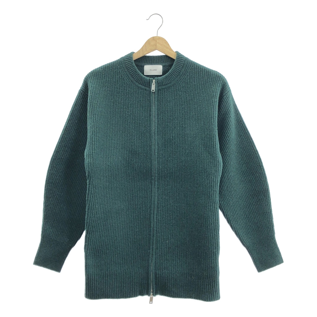 【美品】  CLANE / クラネ | ZIP RIB KNIT TOPS / ジップ リブ ニット トップス ジャケット | 1 | グリーン | レディース