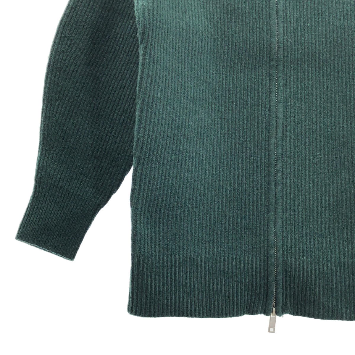【美品】  CLANE / クラネ | ZIP RIB KNIT TOPS / ジップ リブ ニット トップス ジャケット | 1 | グリーン | レディース