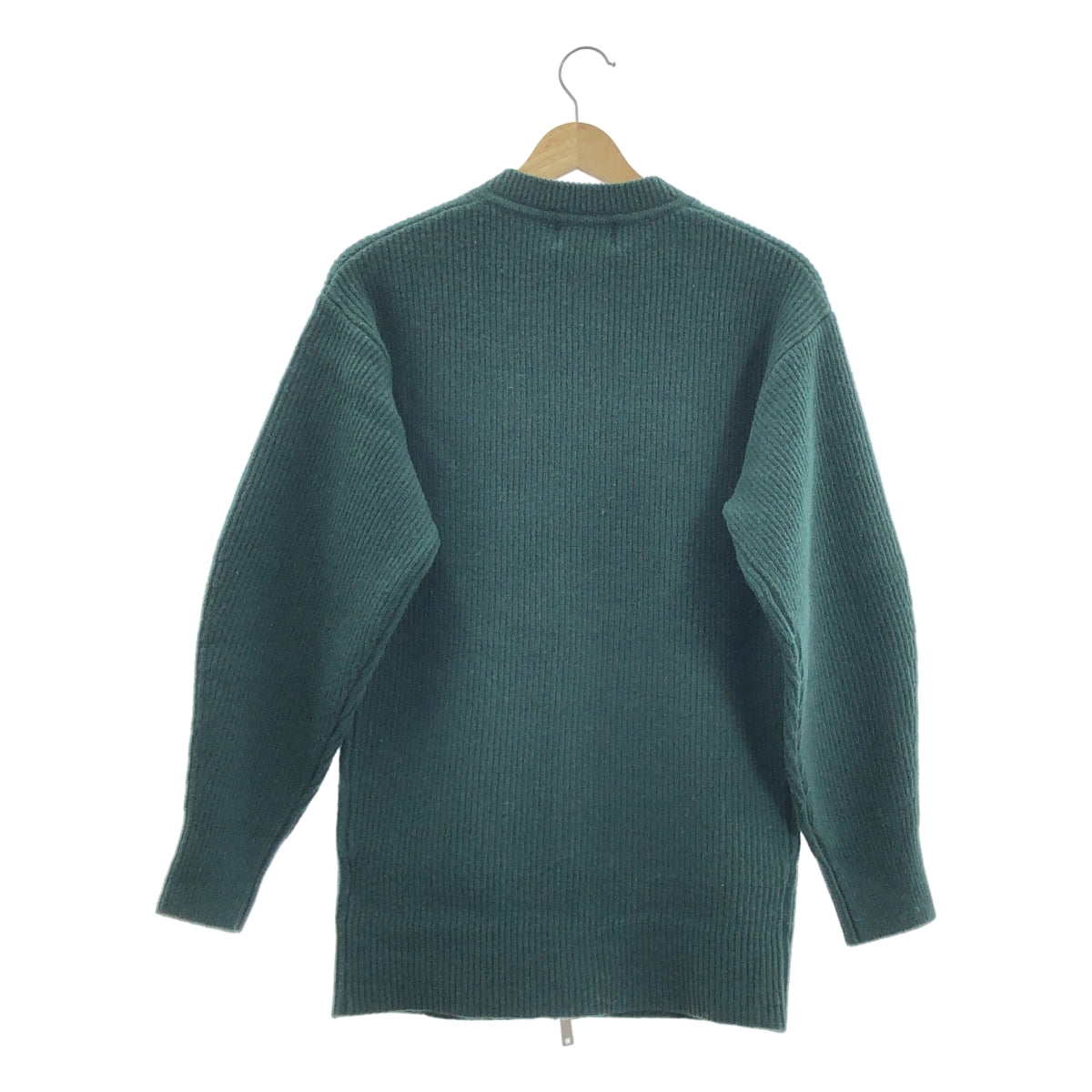 【美品】  CLANE / クラネ | ZIP RIB KNIT TOPS / ジップ リブ ニット トップス ジャケット | 1 | グリーン | レディース