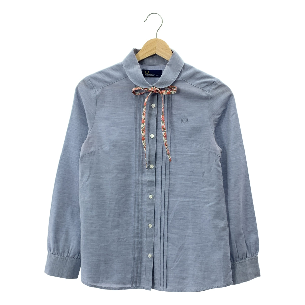 FRED PERRY | 圓領褶襉襯衫 | S 碼 | 藍灰色 | 女款