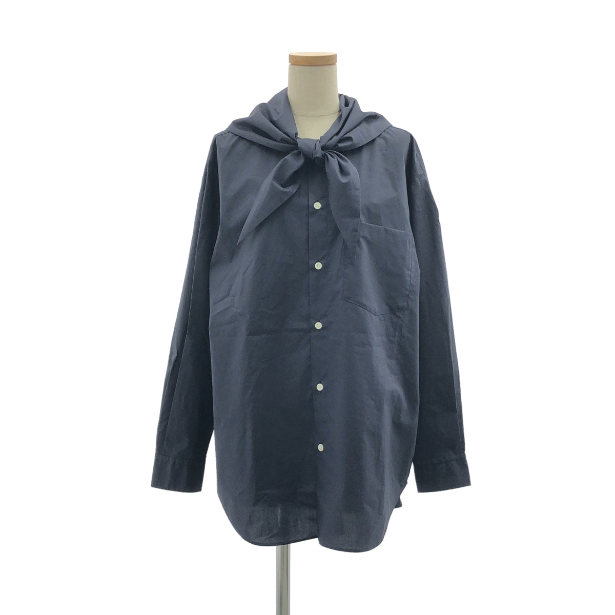 [狀況極佳] nicholson&amp;nicholson / Nicholson and Nicholson | UNISON-POPLIN / 披肩的外套襯衫 | 尺寸 38 | 海軍藍 | 女款