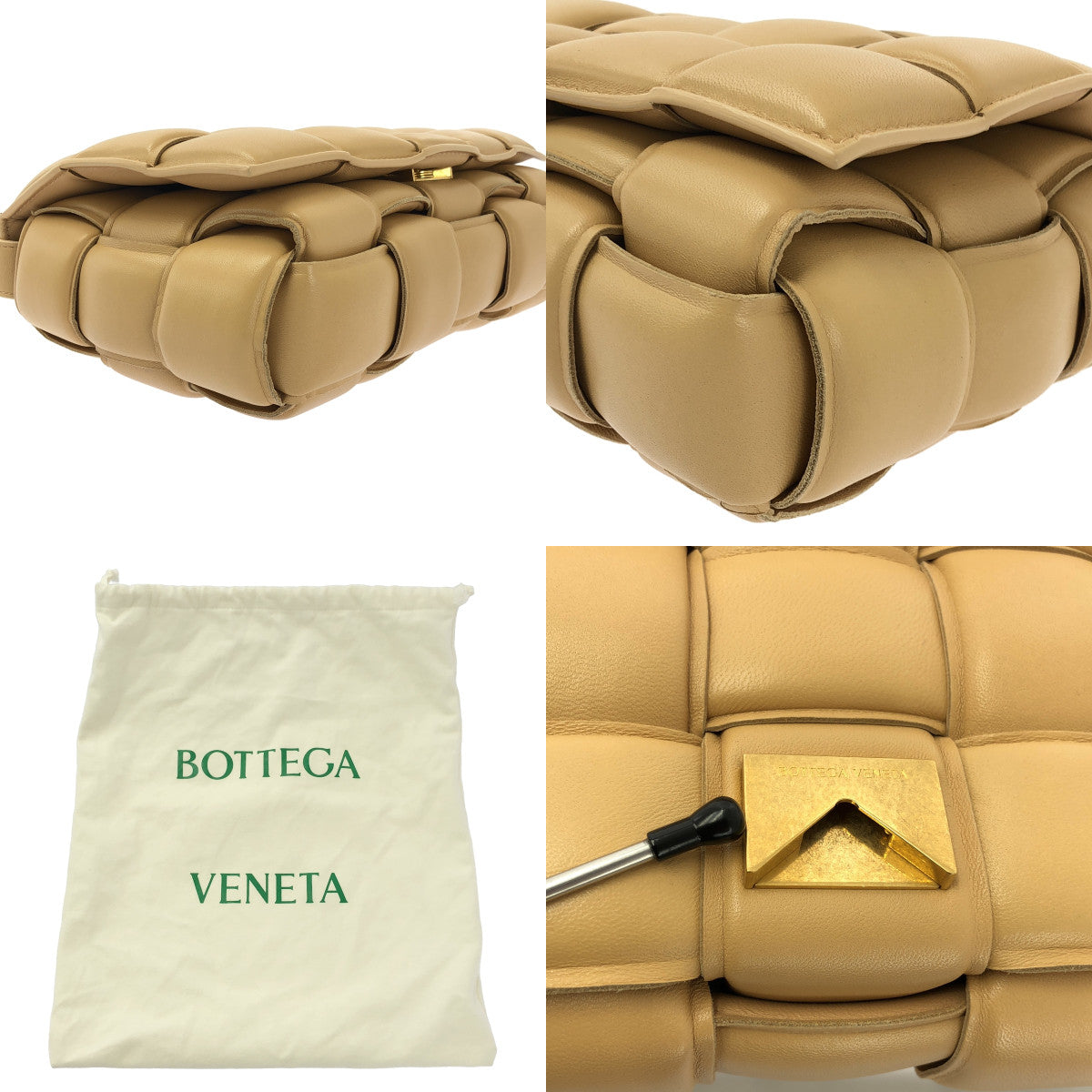 BOTTEGA VENETA / ボッテガヴェネタ | マキシイントレチャート パデットカセット レザー ショルダーバッグ | ベージュ | レディース