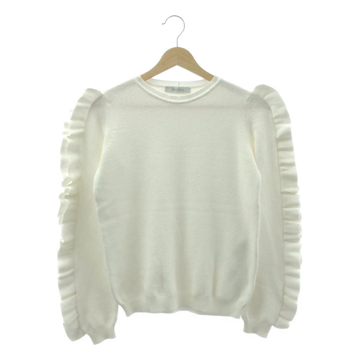 Max Mara / マックスマーラ | フリルスリーブ プルオーバー ニット | S | ホワイト | レディース