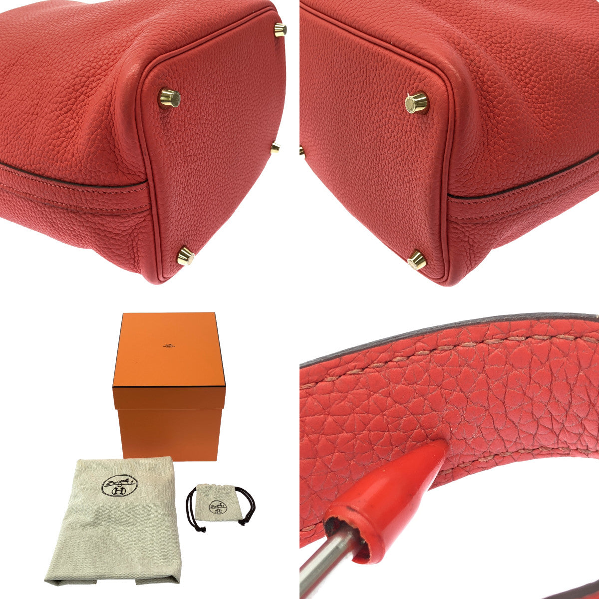 [Good Condition] HERMES | Picotin Lock PM Taurillon Clemence Leather Handbag | Rouge Garance | Women's