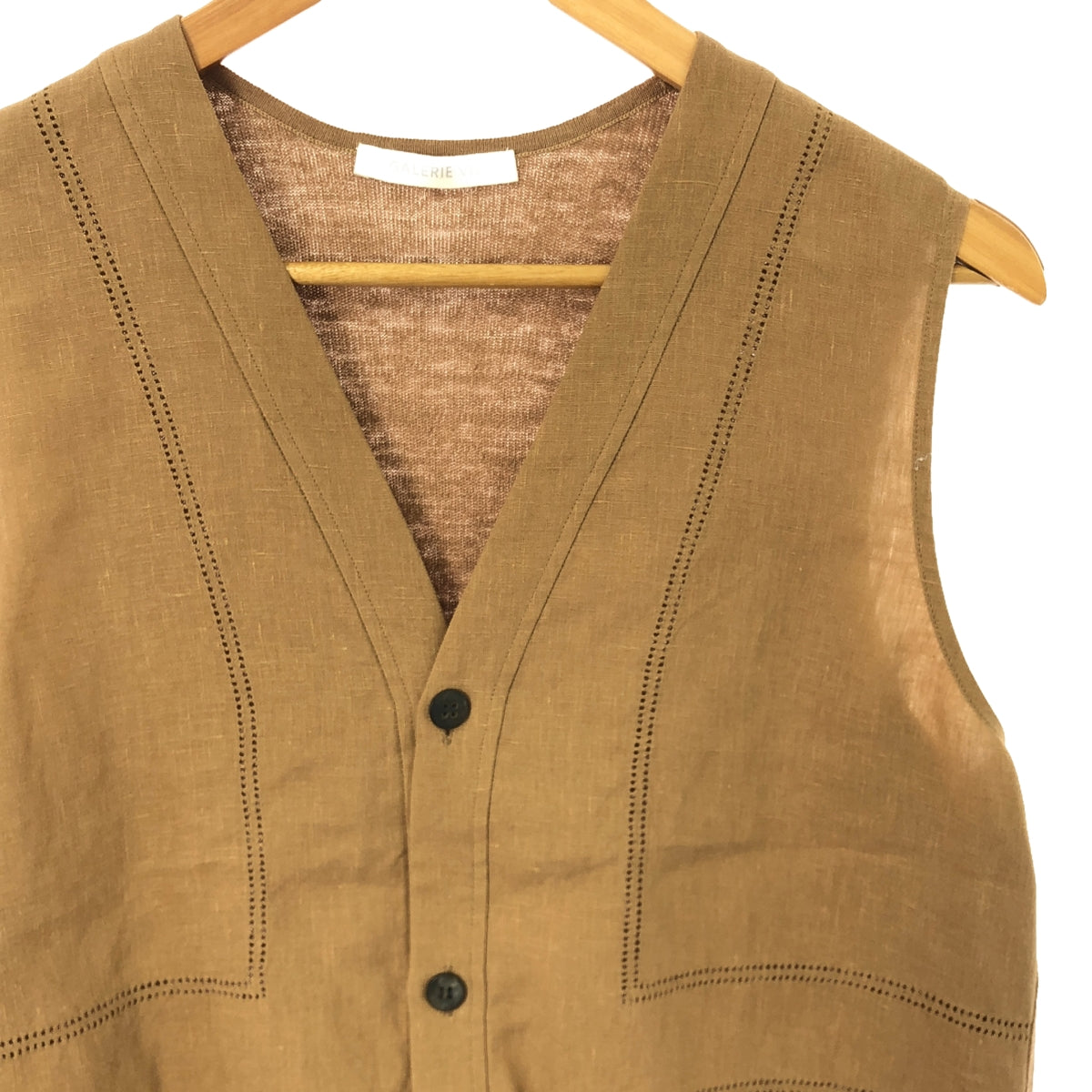 GALERIE VIE | 2023SS | Ribbed combination French linen V-neck gilet vest | F | Women's