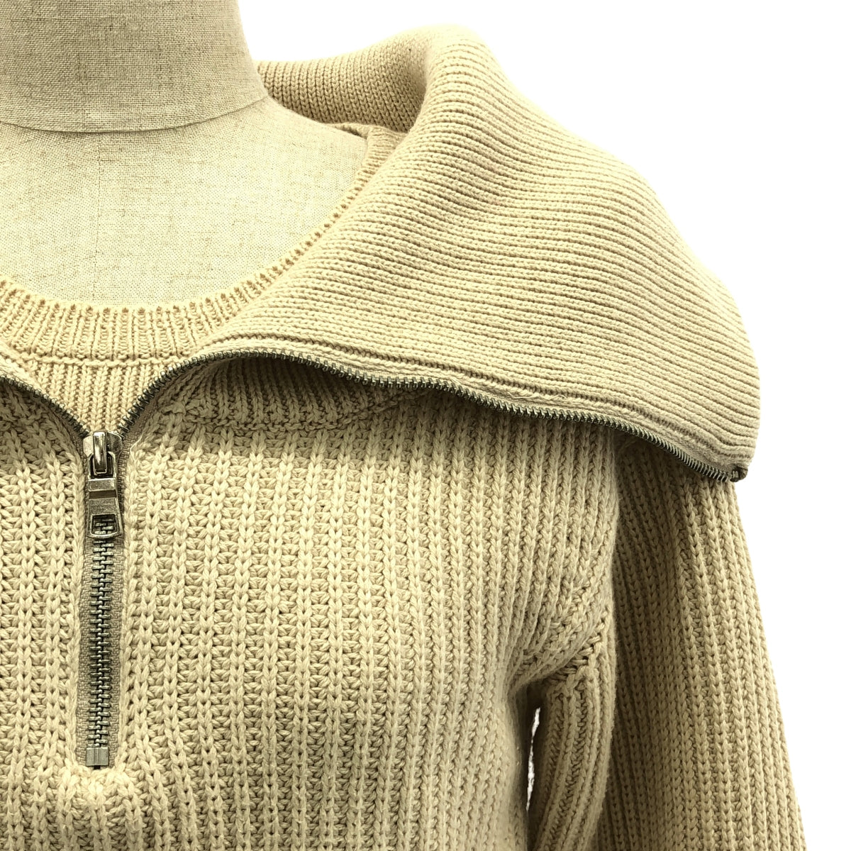 JACQUEMUS / ジャックムス | ハーフジップ クロップド ニット | S | ベージュ | レディース