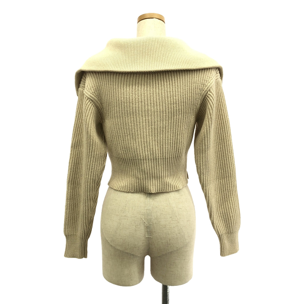 JACQUEMUS / ジャックムス | ハーフジップ クロップド ニット | S | ベージュ | レディース