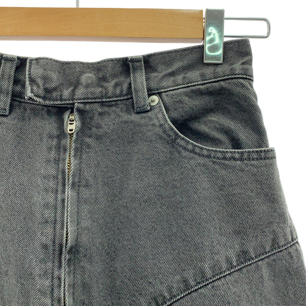 【美品】  FETICO / フェティコ | LASER-CUT WIDE JEANS / レーザー加工 バックレースアップ ブラックデニム パンツ | 1 | チャコール系 | レディース