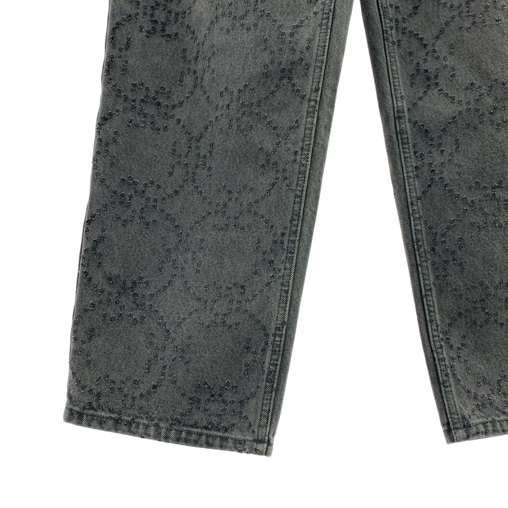 【美品】  FETICO / フェティコ | LASER-CUT WIDE JEANS / レーザー加工 バックレースアップ ブラックデニム パンツ | 1 | チャコール系 | レディース