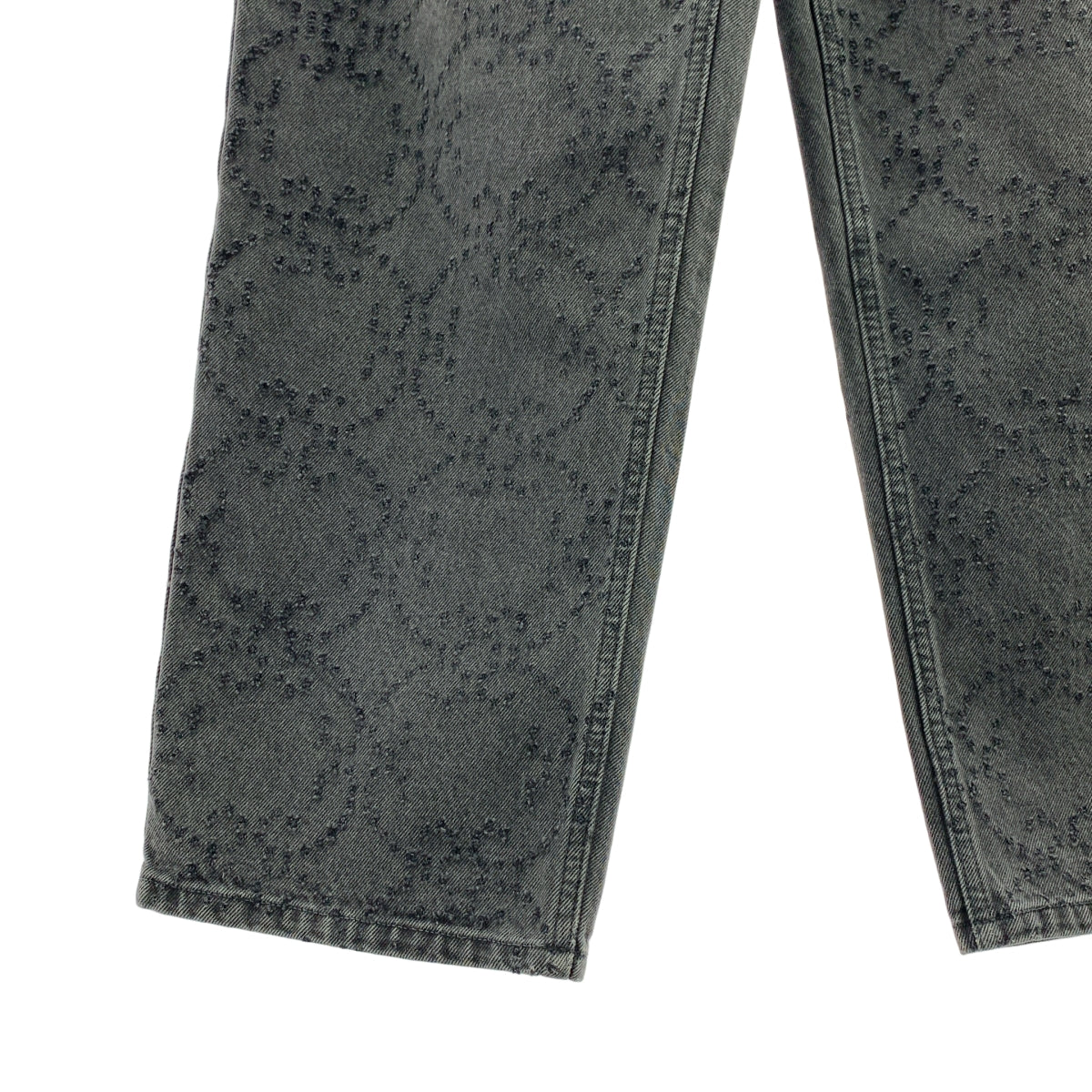 【美品】  FETICO / フェティコ | LASER-CUT WIDE JEANS / レーザー加工 バックレースアップ ブラックデニム パンツ | 1 | チャコール系 | レディース