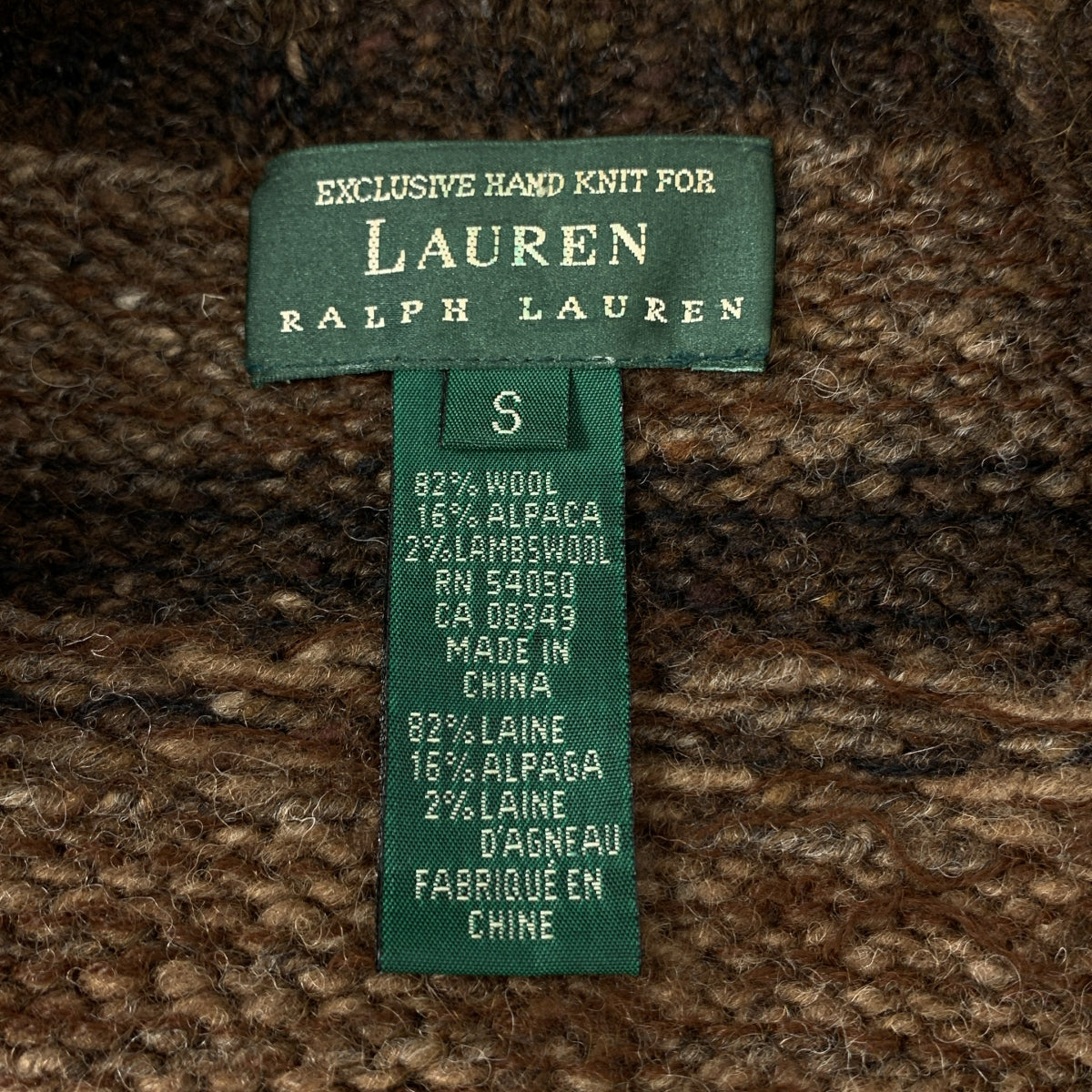 拉爾夫勞倫 | 美洲原住民印花羊毛羊駝拉鍊針織外套 | 小碼 | 多色 | 男款