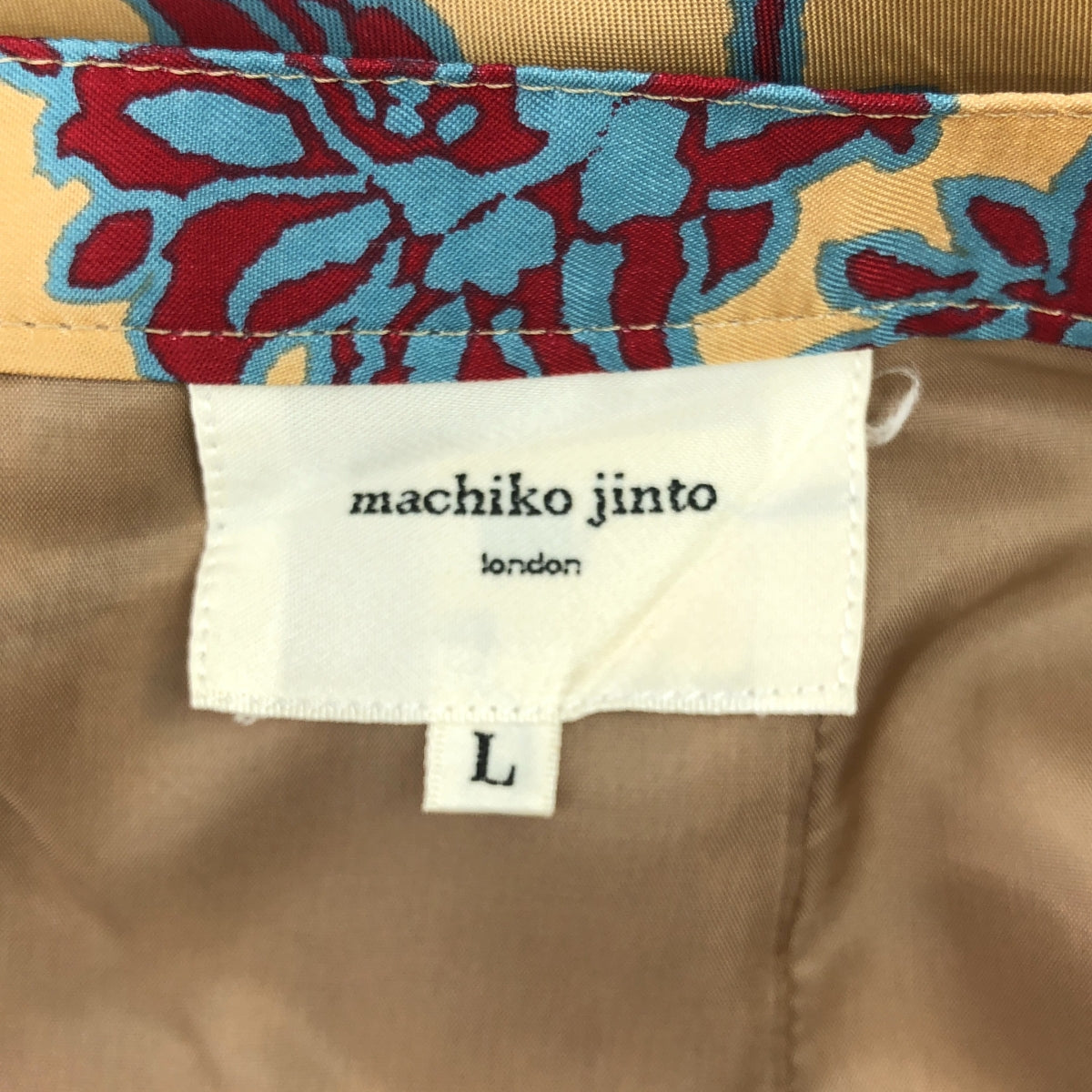 machiko jinto / マチコジント | キュプラ 総柄 カットオフ スカート / 裏地付き | L | ブラウン/ブルー | レディース