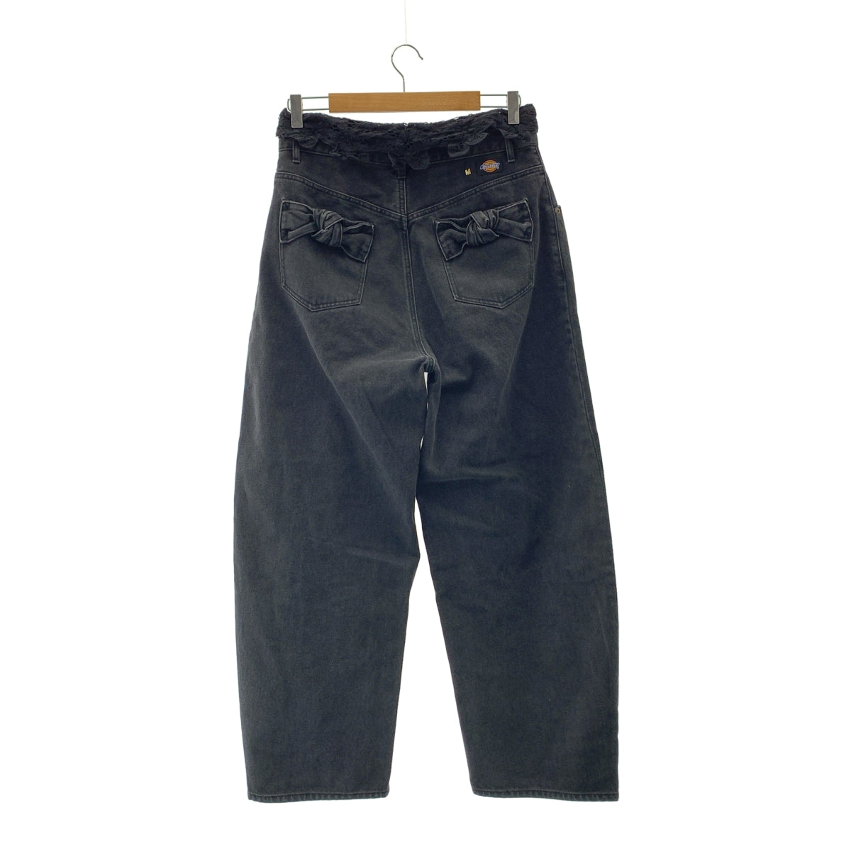 MUVEIL / 뮤베일 | × Dickies / 디키즈 레이스 장식 블랙 데님 와이드 팬츠 | 40 |
