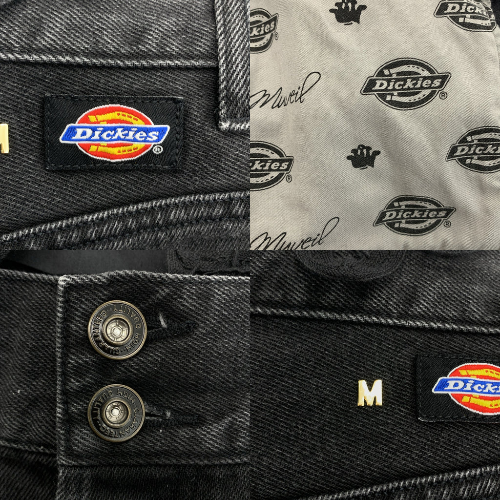 MUVEIL / 뮤베일 | × Dickies / 디키즈 레이스 장식 블랙 데님 와이드 팬츠 | 40 |