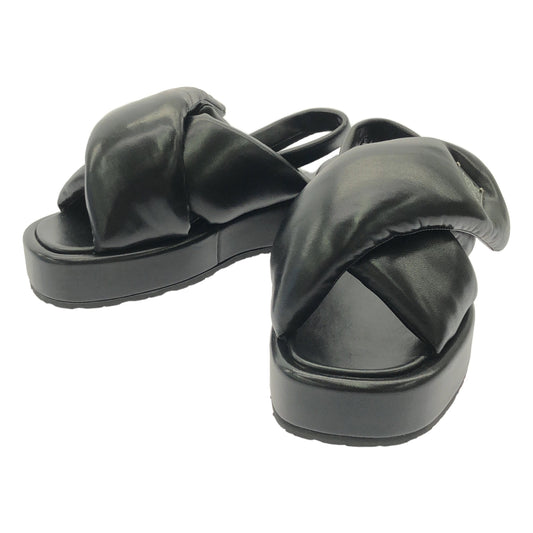 PRADA / プラダ | Soft padded nappa leather wedge sandals / 1XZ758 ソフトパデッドナッパ レザー サンダル | 34.5 | レディース