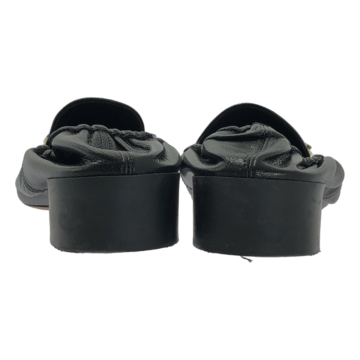 【美品】  NINA RICCI / ニナリッチ | レザー ロゴ スクエアトゥ フラット バレエシューズ | 37 1/2 | ブラック | レディース