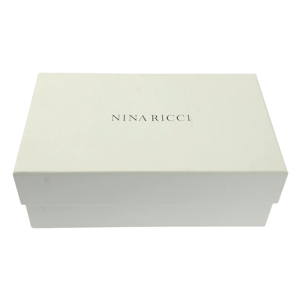 【美品】  NINA RICCI / ニナリッチ | レザー ロゴ スクエアトゥ フラット バレエシューズ | 37 1/2 | ブラック | レディース