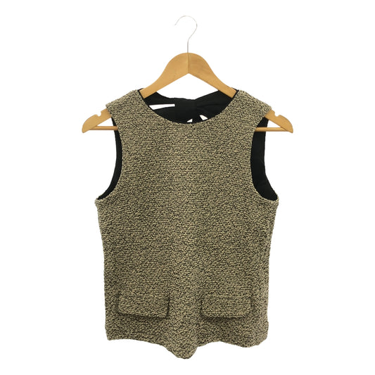 GALLARDAGALANTE | Drawing Numbers Summer Tweed Sleeveless Top | 38 | Beige / Black | Women's