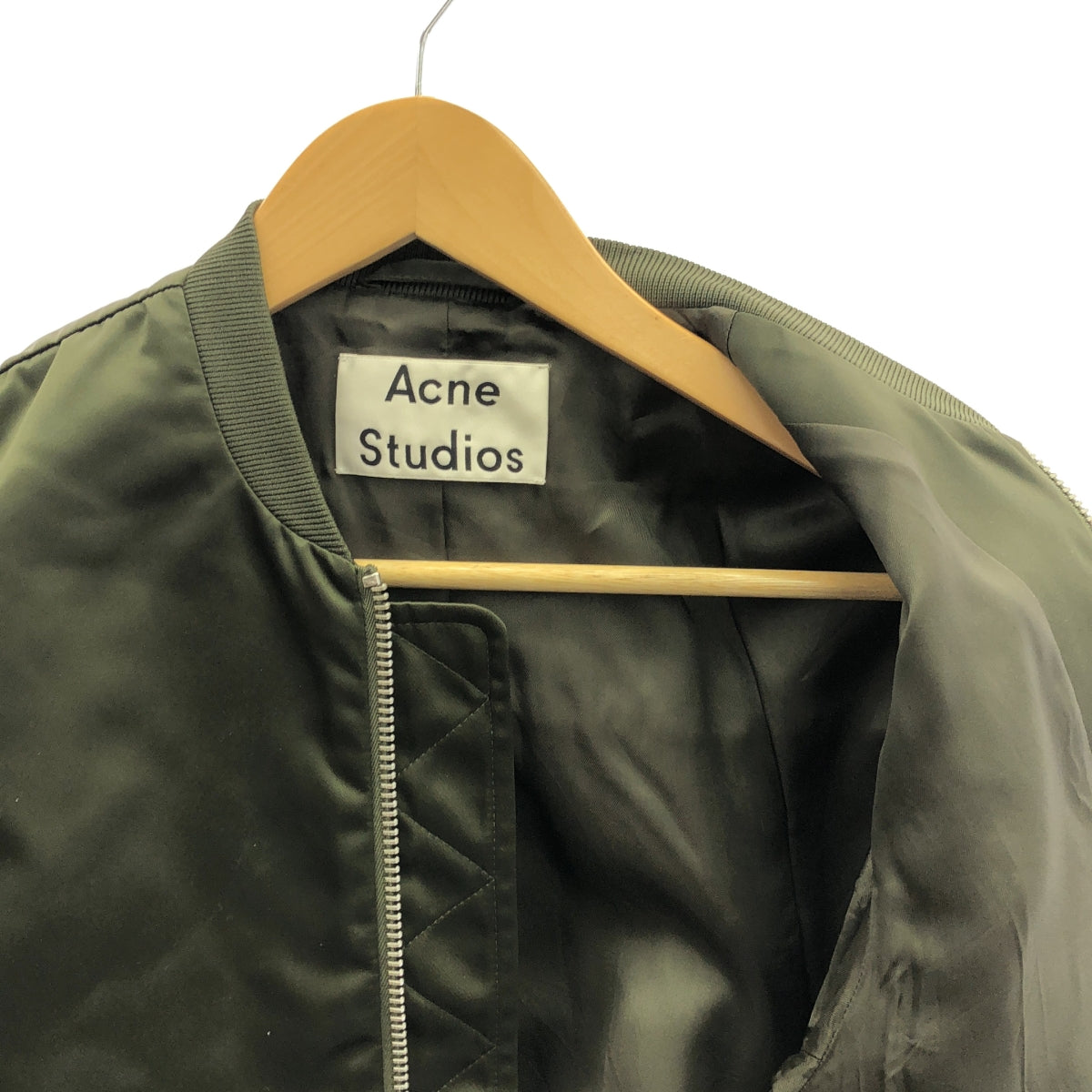 Acne Studios / 여드름 스튜디오 | ENCORE SHINE 나일론 봄버 재킷 | 34 | 다크 그린 | 여성