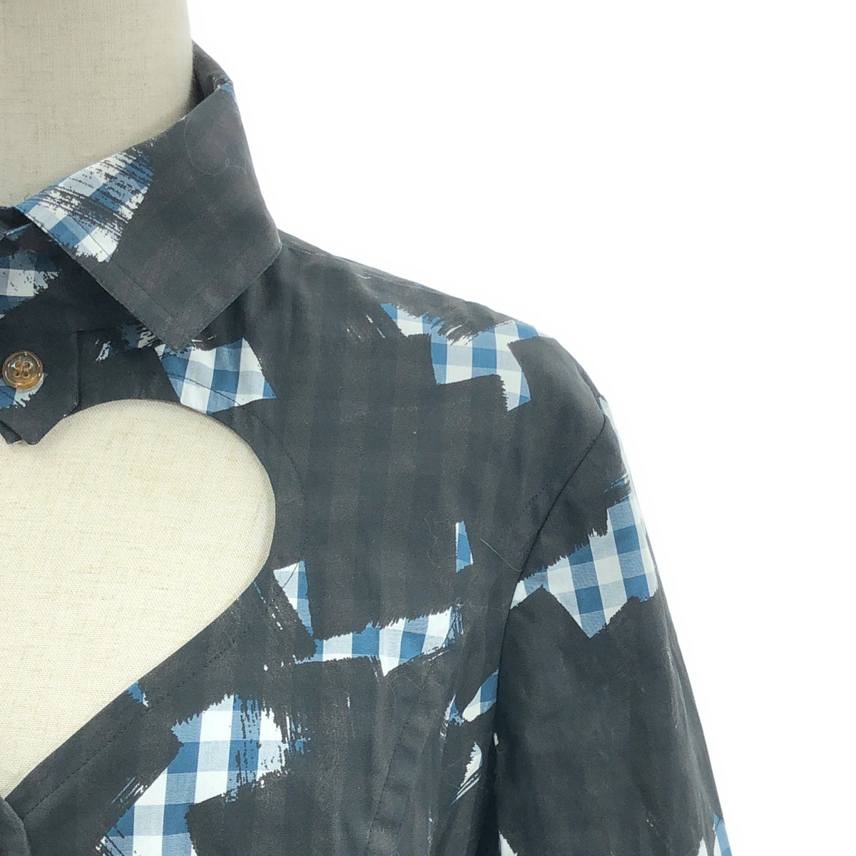 【美品】  VIVIENNE WESTWOOD RED LABEL / ヴィヴィアンウエストウッドレッドレーベル | Plaid Love Shirt チェック オーバープリント ラブシャツ | 38 | ブラック / ブルー / ホワイト | レディース