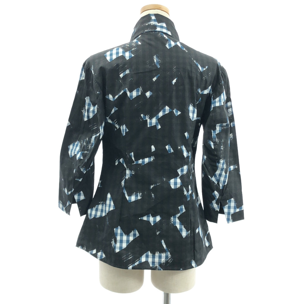 【美品】  VIVIENNE WESTWOOD RED LABEL / ヴィヴィアンウエストウッドレッドレーベル | Plaid Love Shirt チェック オーバープリント ラブシャツ | 38 | ブラック / ブルー / ホワイト | レディース