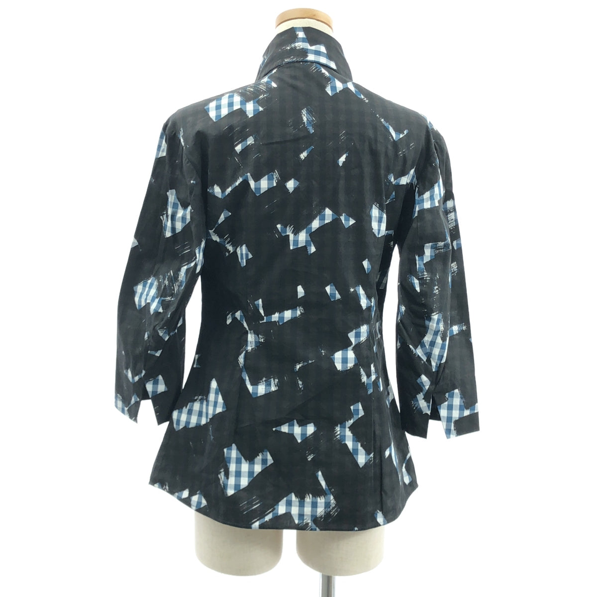 【美品】  VIVIENNE WESTWOOD RED LABEL / ヴィヴィアンウエストウッドレッドレーベル | Plaid Love Shirt チェック オーバープリント ラブシャツ | 38 | ブラック / ブルー / ホワイト | レディース