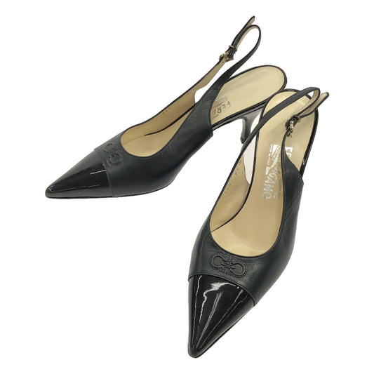 [Good Condition] Salvatore Ferragamo | Gancini Pointed Toe Pumps | 8 1/2 | Navy/Black | Women's