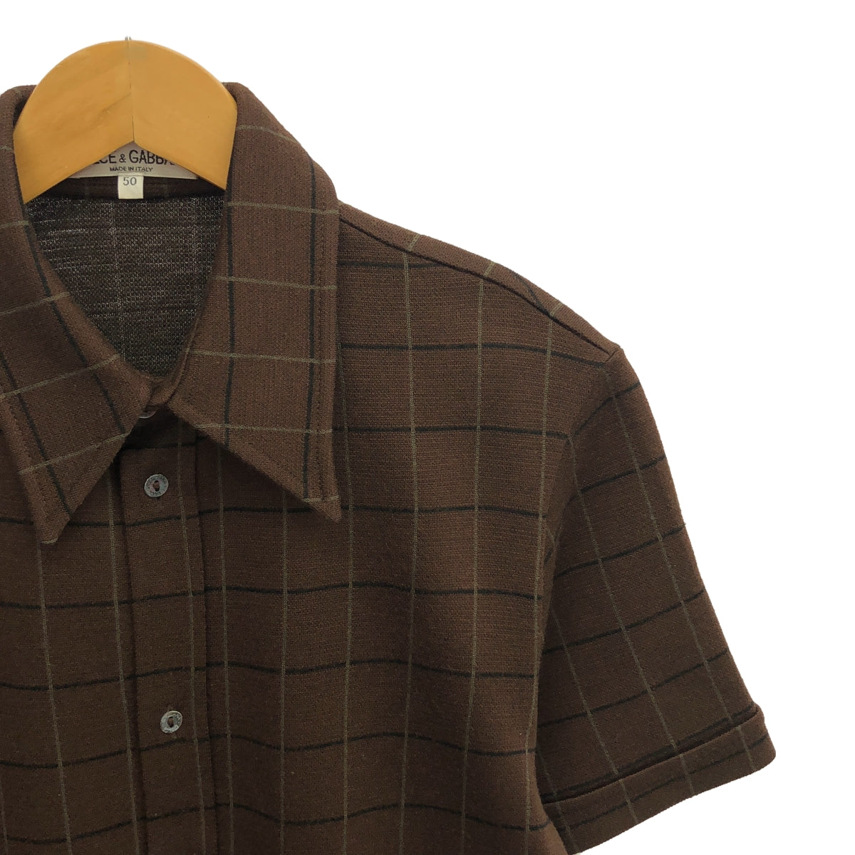 DOLCE &amp; GABBANA / Dolce &amp; Gabbana Dolgaba | Button logo regular collar knit shirt | 50 | Brown | Men's