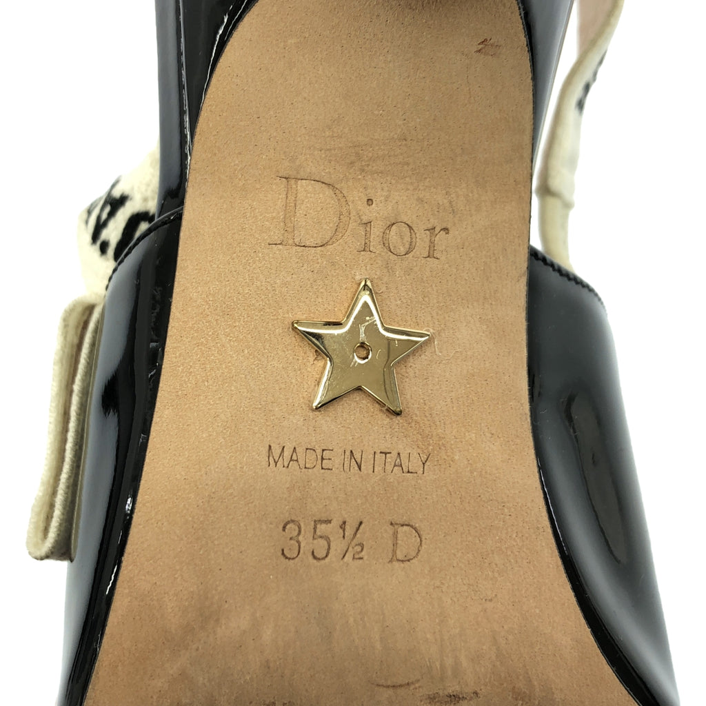 【미품】 Christian Dior / 기독교 디올 | J'ADIOR 재디올 에나멜 특허 가죽 슬링 백 펌프스 | 35 1/2 | 블랙 | 여성
