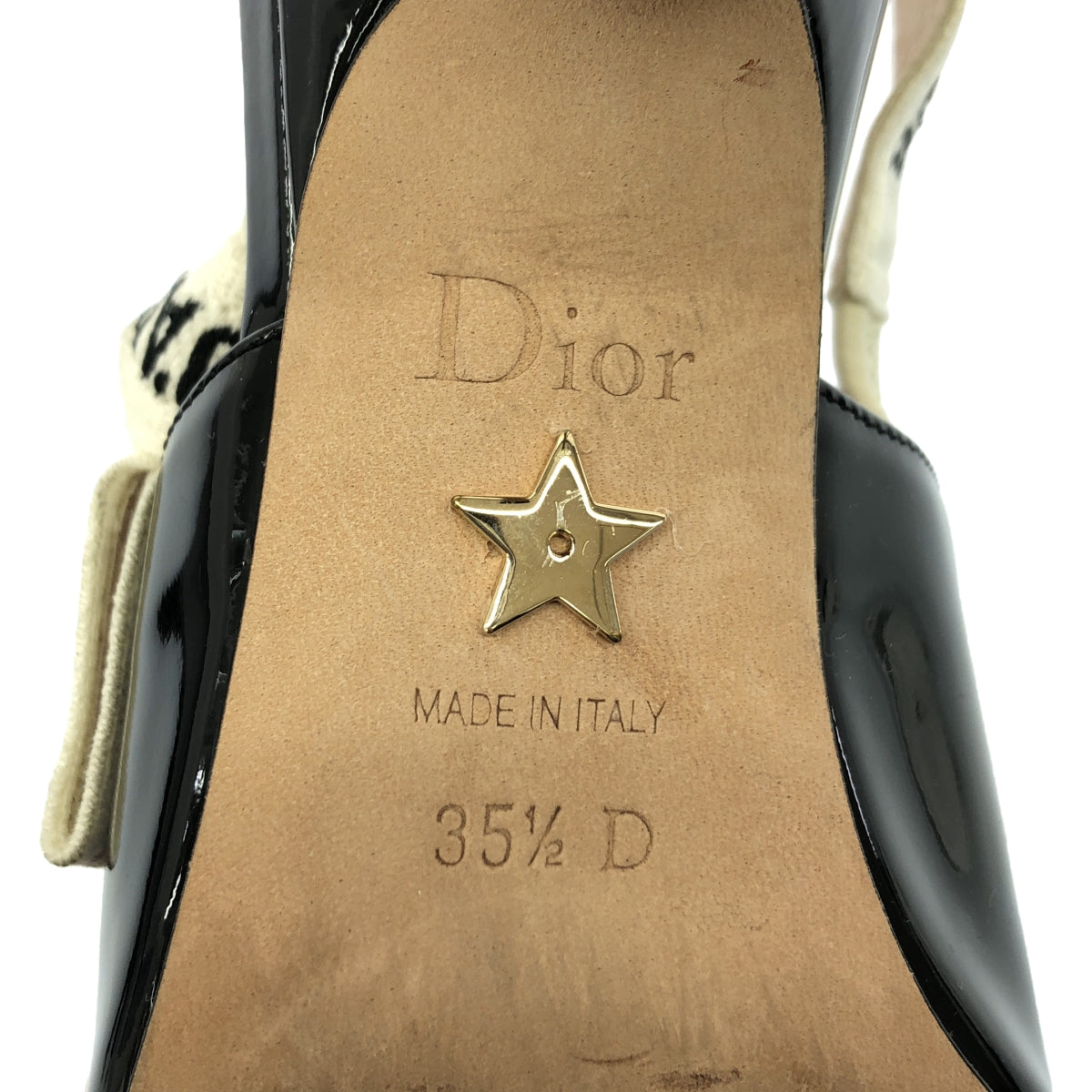 【美品】  Christian Dior / クリスチャンディオール | J'ADIOR ジャディオール エナメル パテントレザー スリングバック パンプス | 35 1/2 | ブラック | レディース