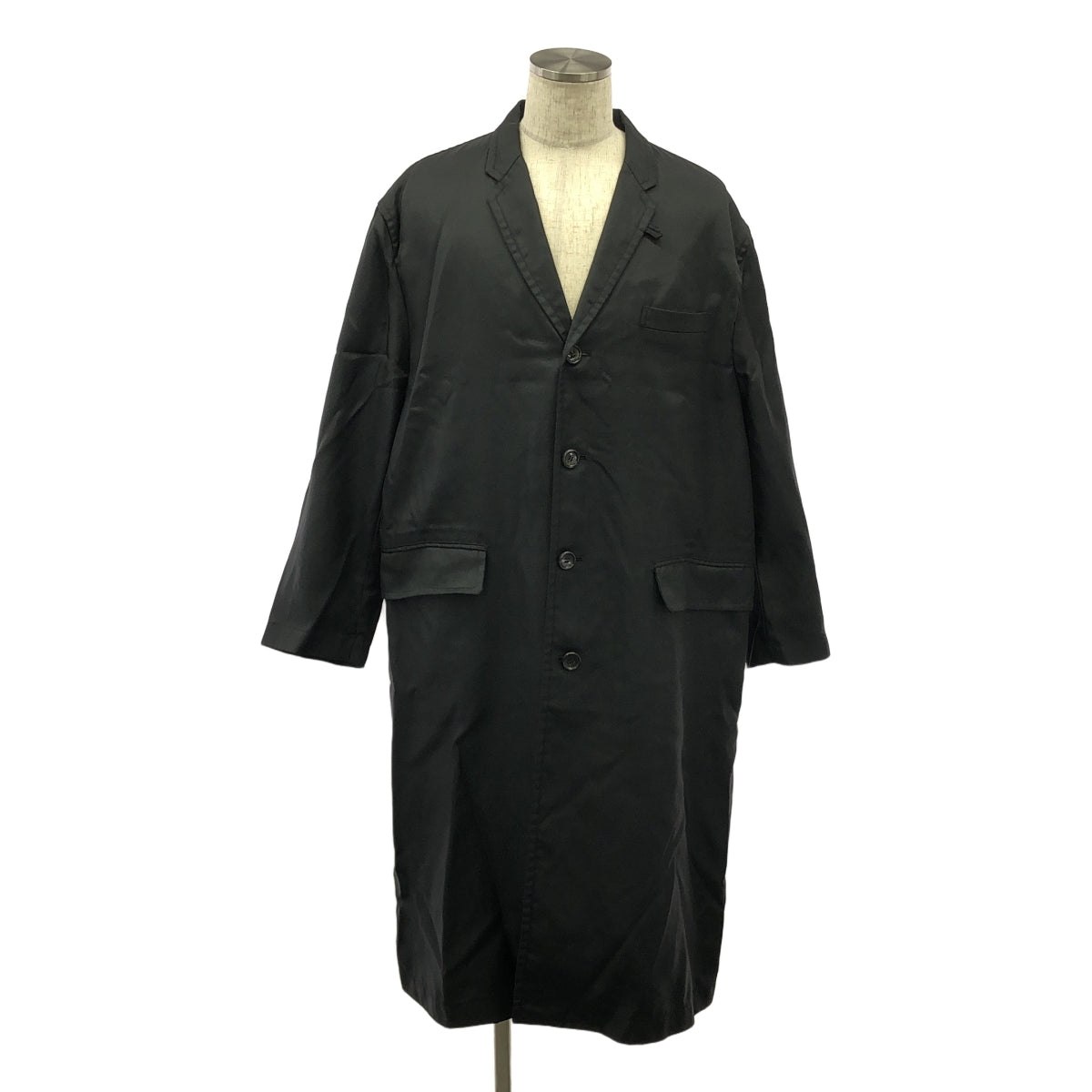 COMME des GARCONS 男士 |公元 1994 年 | 90 年代 Tanaka Homme 斜紋尼龍切斯特菲爾德外套 | SHOPBOP中號 |黑色|男士