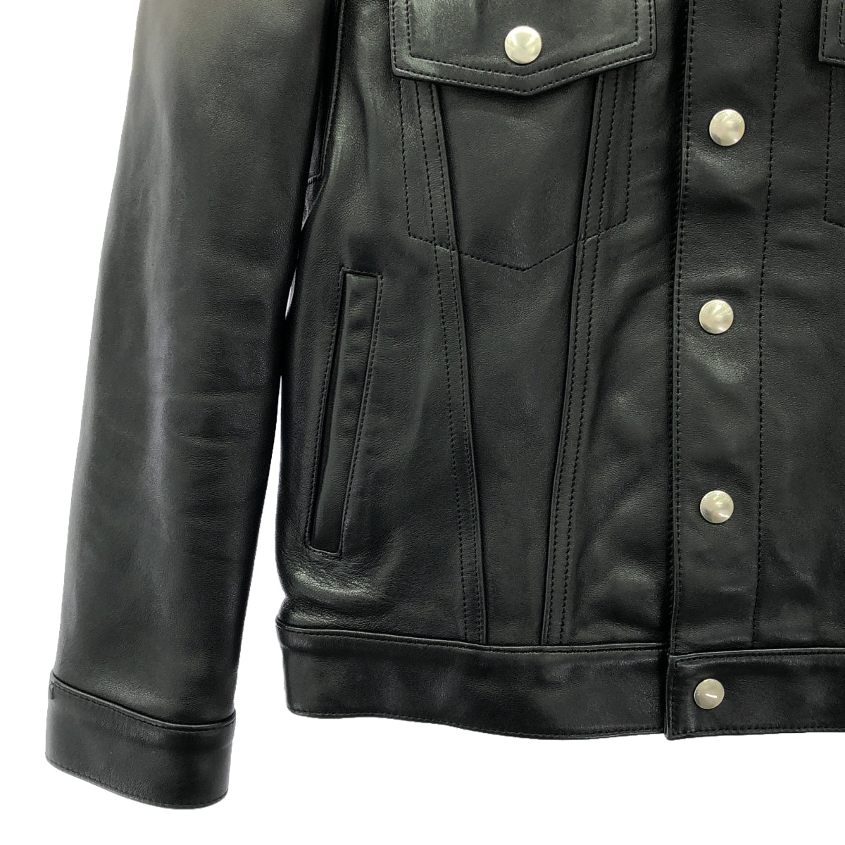 [Beautiful People] Vintage Leather Jean Jacket | Size 160 | Black | Women's