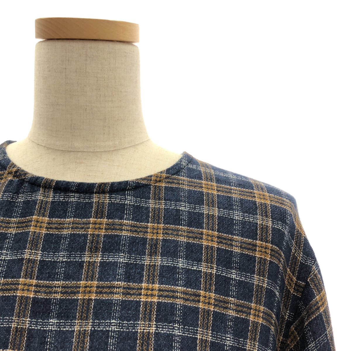 Vlas Blomme | 亞麻格紋後背扣連身裙 | F 碼 | 海軍藍/棕色/白色 | 女款