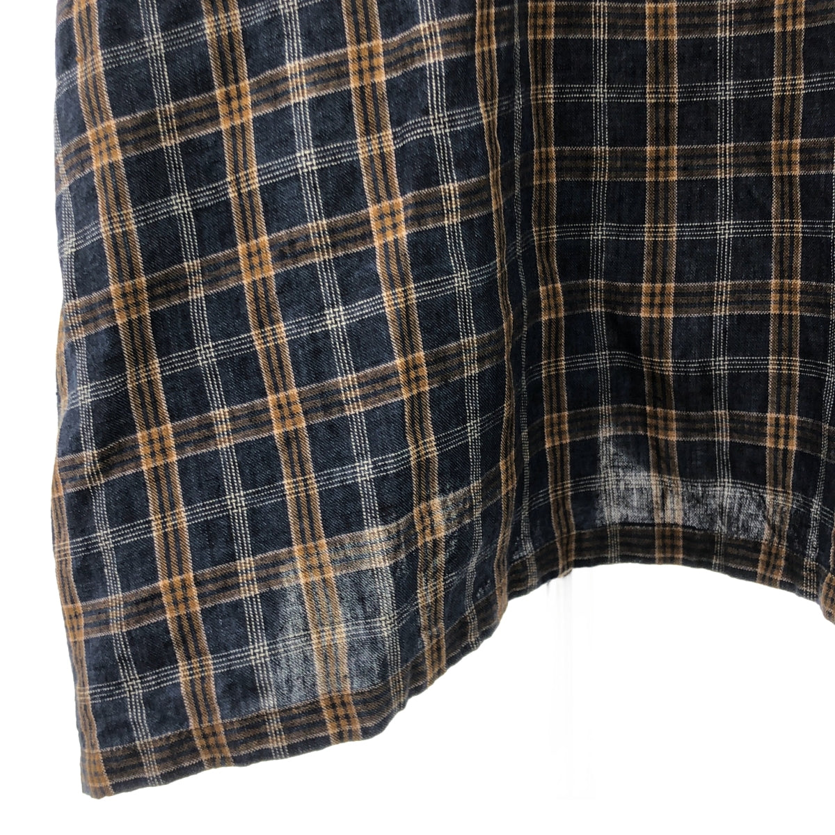 Vlas Blomme | 亞麻格紋後背扣連身裙 | F 碼 | 海軍藍/棕色/白色 | 女款