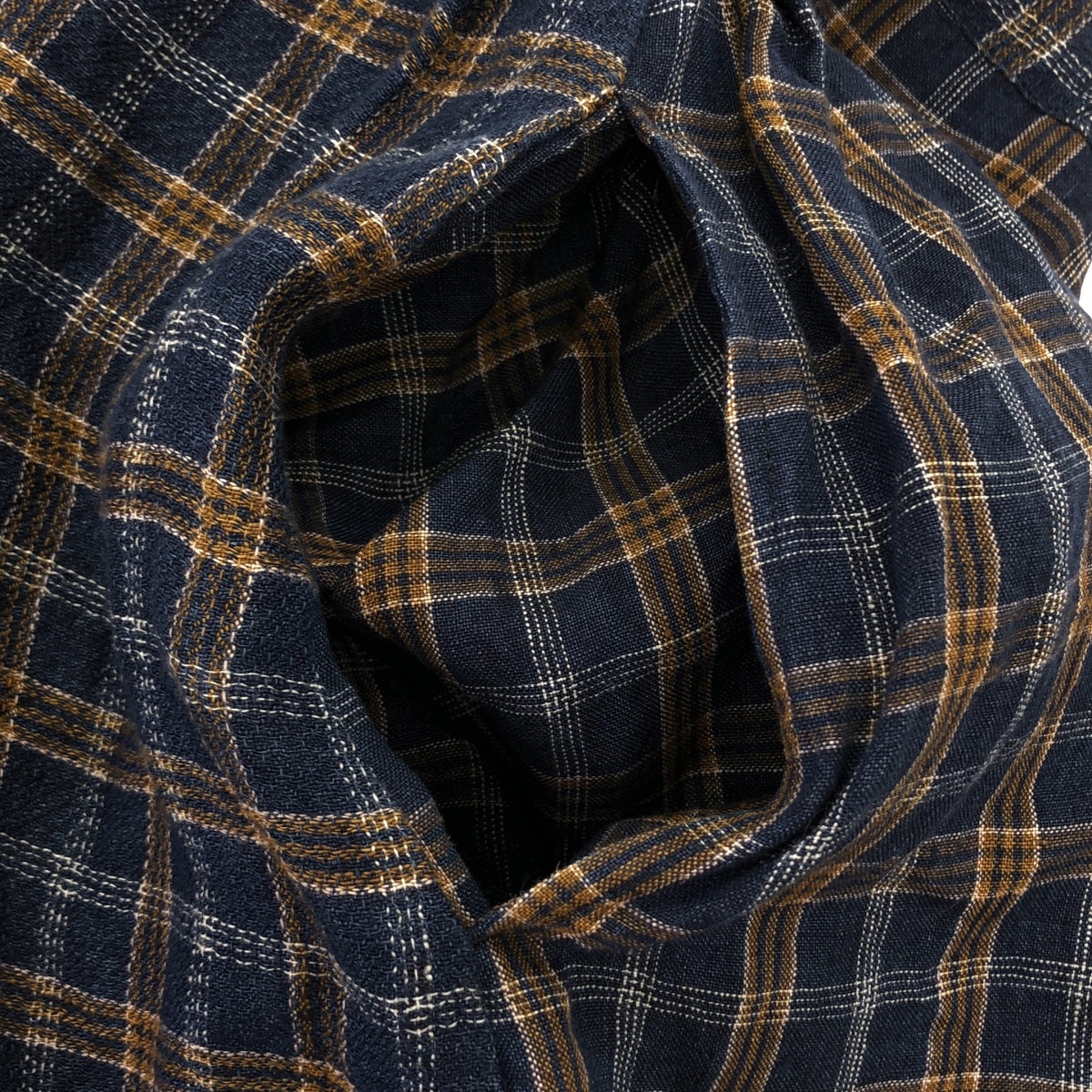 Vlas Blomme | 亞麻格紋後背扣連身裙 | F 碼 | 海軍藍/棕色/白色 | 女款