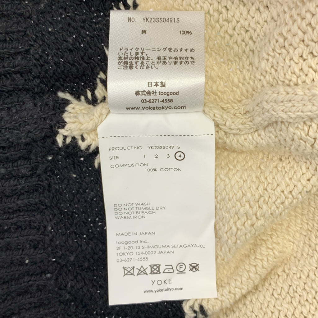 YOKE / 요크 | 2023SS | INTARSIA COTTON CREW NECK SWEATER 인터샤 코튼 크루넥 스웨터 니트 | 4 | 남성