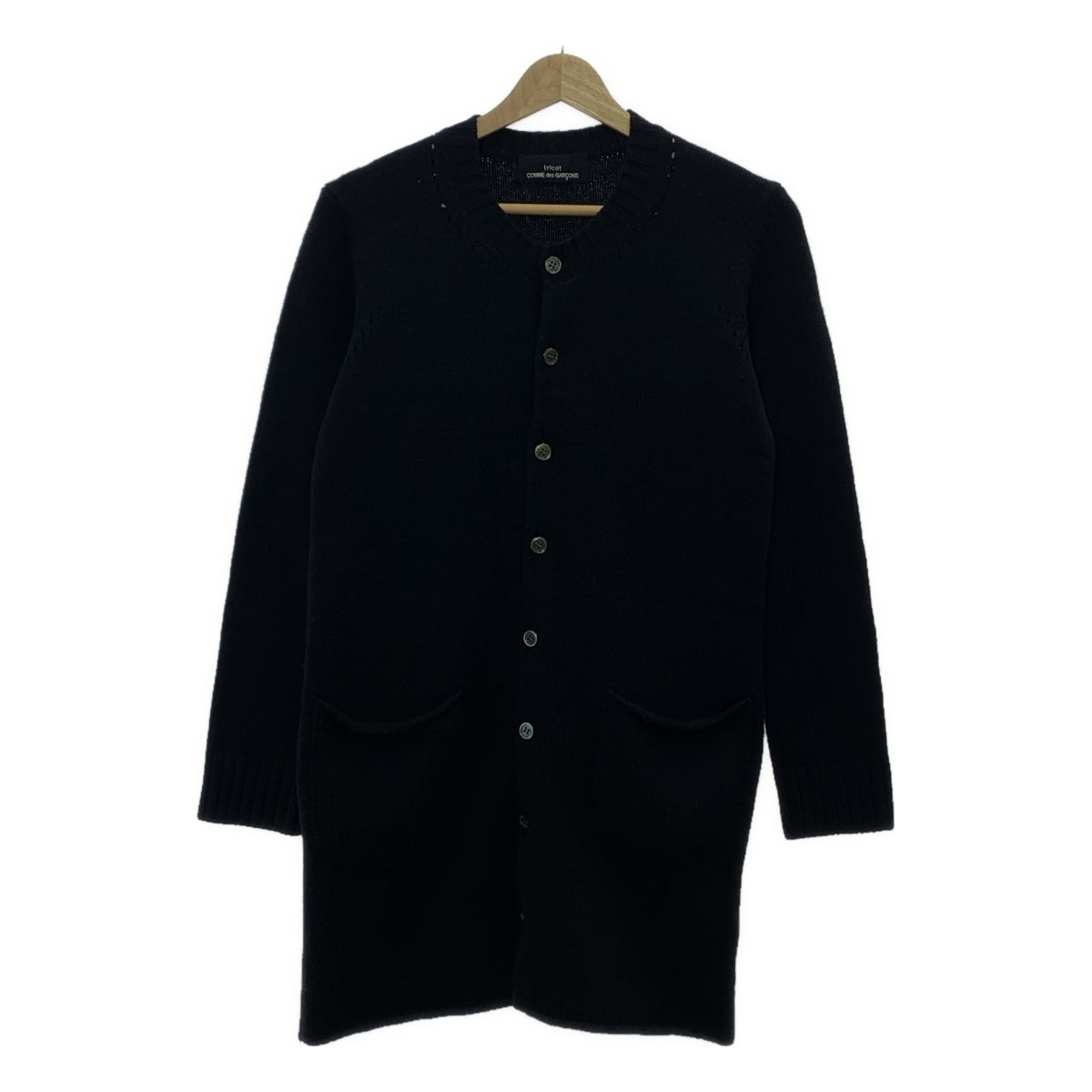 COMME des GARCONS | 經編布料2011秋冬 |羊毛圓領口袋長開襟衫 |