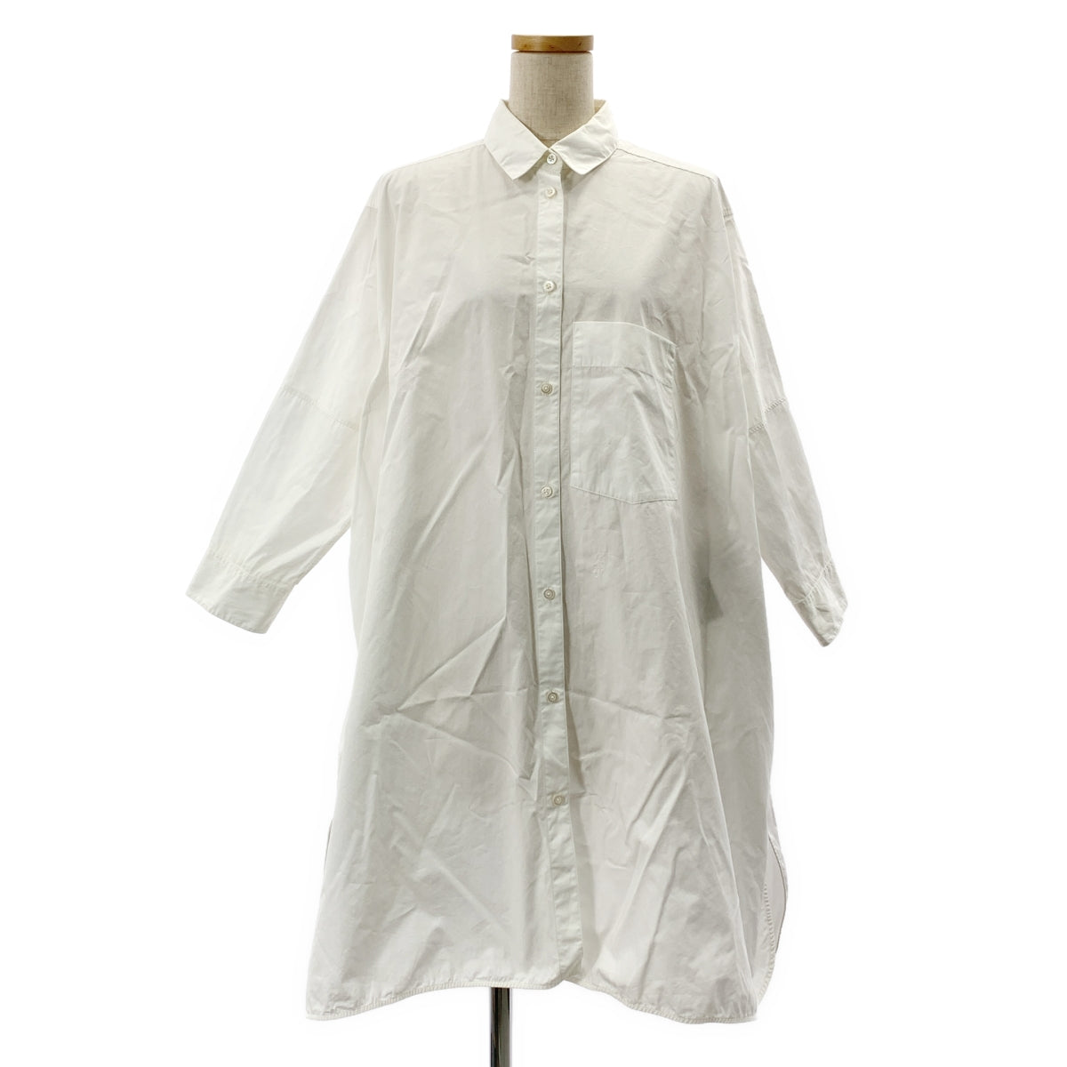 JIL SANDER / ジルサンダー | 2023SS | コットン エンブロイダリーワンポイントロゴ ポケット付き オーバー シャツ ワンピース | 34 | レディース