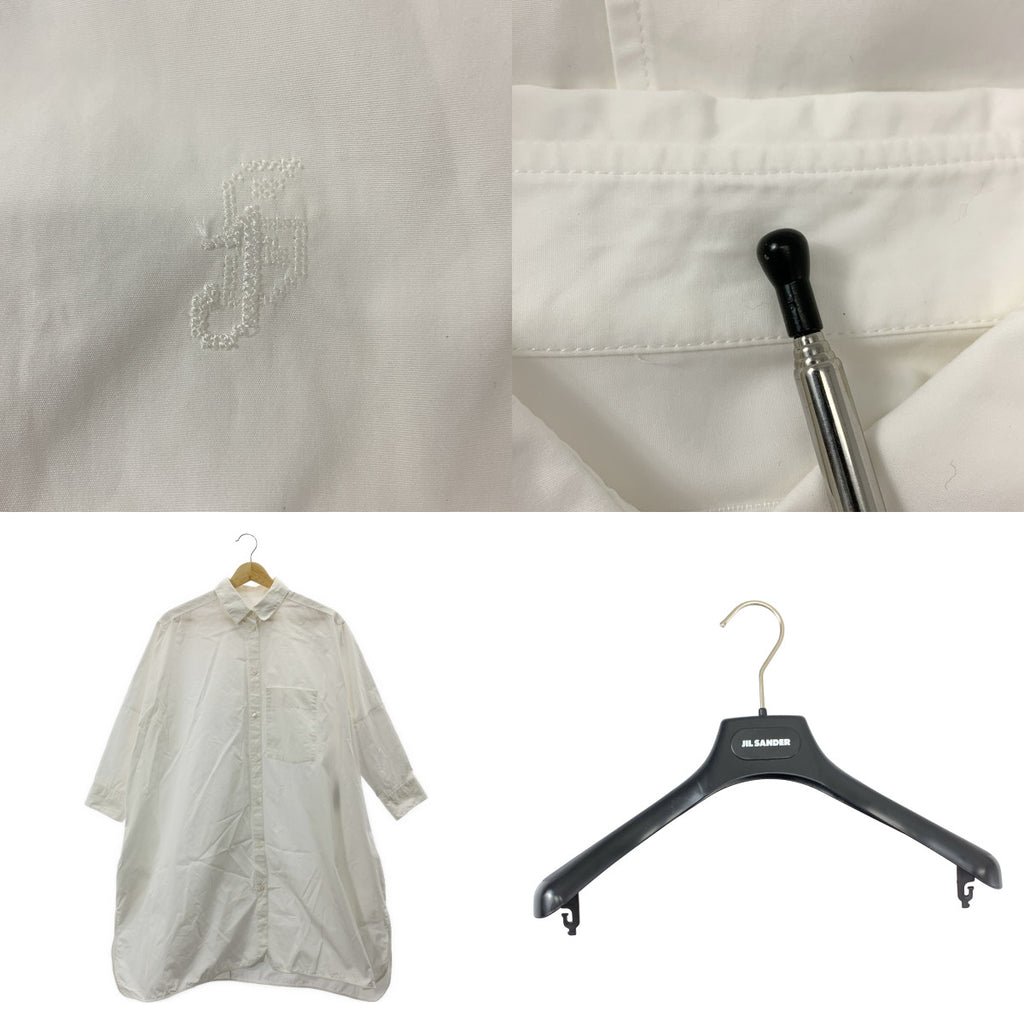 JIL SANDER / ジルサンダー | 2023SS | コットン エンブロイダリーワンポイントロゴ ポケット付き オーバー シャツ ワンピース | 34 | レディース